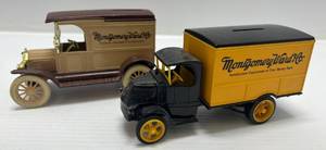 lot 255 image: Two Ertl Collectibles Die-Cast Metal Banks ( No Boxes ) 1 ( Montgomery Ward Co. ) 1926 Bulldog 1 ( Montgomery Ward Co. ) 1917 Model T Van