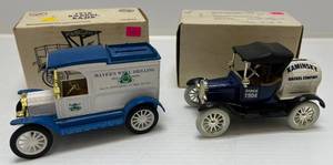 lot 269 image: Two Ertl Collectibles Die-Cast Metal Banks 1 ( Mayer Well Drilling ) 1913 Model T 1  1989 ( Kaminsky Barrel Company ) 1918 Ford Model T Runabout