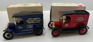 lot 294 image: Two Ertl Collectibles Die-Cast Metal Banks 1 ( King Edward Cigars ) 1913 Model T Van 1 1992  ( Good Year )  1917 Model T