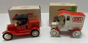lot 297 image: Two Ertl Collectibles Die-Cast Metal Banks 1 1988 ( HWI ) 1905 Delivery Car 1 1990 ( AC Allis Chalmers ) 1918 Runabout