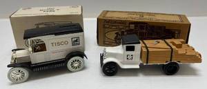 lot 299 image: Two Ertl Collectibles Die-Cast Metal Banks 1 1989 ( Tisco ) 1917 Model T 1 1997 ( Jay-K Lumbe r) 1931 Hawkeye Lumber Truck