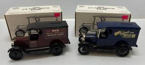 lot 303 image: Two 1991 Ertl Collectibles Die-Cast Metal Banks 1 ( UTZ ) 1923 12 Ton Truck 1 ( Heyboers Waffles 75 Tasty Years )  1923 12 Ton Truck