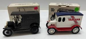 lot 304 image: Two Ertl Collectibles Die-Cast Metal Banks 1  ( Team Yamaha ) 1920 Truck  1 1991 (  U.P.S. ) Open Front Panel Side Truck