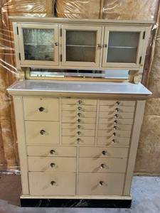 lot 1 image: Amazing Vintage Apothecary DentalMedical Cabinet - 62.5 Tall x 40 Wide x 13 Deep
