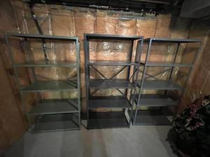 lot 10 image: 3 Metal Shelving Units - 72 Tall x 36 Wide x 17.5 Deep