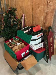 lot 11 image: Holiday Decor - Christmas Tree, Wreaths, Ornaments, Gift Packaging, and More