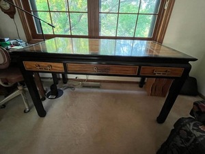 lot 41 image: Vintage Executive Office Desk - 54.5 Wide x 29.5 Tall x 30 Deep