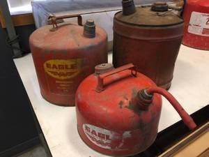 lot 167 image: 3 Vintage Metal Gas Cans