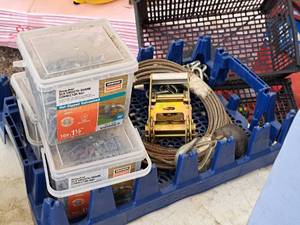 lot 1032 image: Winch Cable, Strap Ratchet, (3) Boxes of Simpson Strong Tie Smooth-Shank Connector Nails