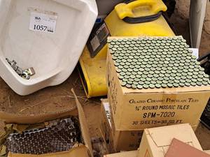 lot 1076 image: Lot of (3 Boxes) 34-Round Glazed Ceramic Porcelain Mosaic Tiles with (1 Partial Box) Tile Mixed Color
