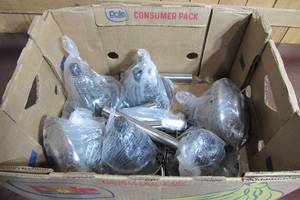 lot 12 image: Six Solar Lights, Legs and Yard Stakes