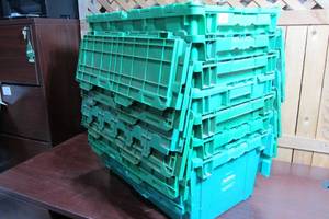 lot 20 image: Lot Of Seven Green Storage Containers