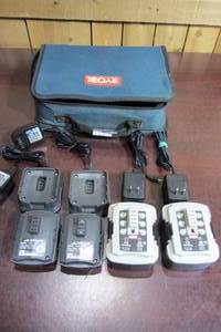 lot 50 image: RYOBI Batteries & Chargers - CB120N (Qty 2), CB121L (Qty 2) Plus Chargers