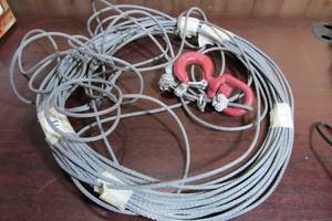 lot 73 image: Metal Cable And Large Hook (Approx 60 feet of 12 cable)