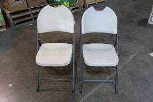 lot 96 image: Set Of Two MetalPlastic Folding Chairs - White SeatBacking
