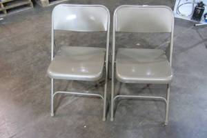 lot 98 image: Set Of Two Metal Chairs - Beige