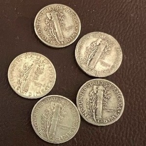LOT OF 5 MERCURY DIMES