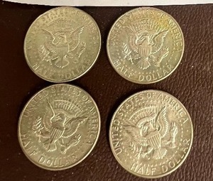LOT OF 4 SILVER HALF DOLLARS