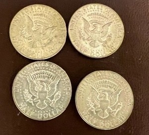 LOT OF 4 SILVER 1968D KENNEDY HALF DOLLARS  40% SILVER