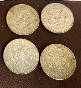 LOT OF 4 SILVER 1967 KENNEDY HALF DOLLARS  40% SILVER