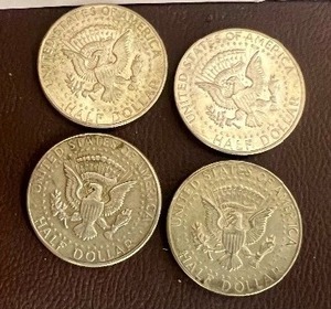 LOT OF 4 SILVER 1967 KENNEDY HALF DOLLARS  40% SILVER