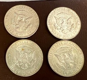 LOT OF 4 SILVER 1968D KENNEDY HALF DOLLARS  40% SILVER