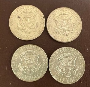 LOT OF 4 SILVER 1968D KENNEDY HALF DOLLARS  40% SILVER