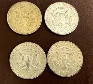 LOT OF 4 SILVER 1968D KENNEDY HALF DOLLARS  40% SILVER