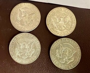 LOT OF 4 SILVER 1967 KENNEDY HALF DOLLARS  40% SILVER