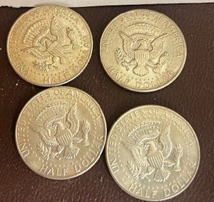 LOT OF 4 SILVER 1967 KENNEDY HALF DOLLARS  40% SILVER