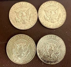 LOT OF 4 SILVER 1967 KENNEDY HALF DOLLARS