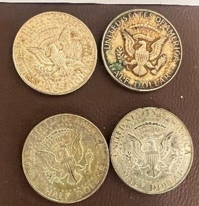 LOT OF 4 SILVER 1968D KENNEDY HALF DOLLARS  40% SILVER