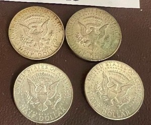 LOT OF 4 SILVER 1966 KENNEDY HALF DOLLARS  40% SILVER