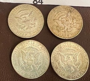 LOT OF 4 SILVER 1968D KENNEDY HALF DOLLARS  40% SILVER