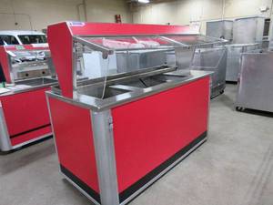 lot 208 image: ATLAS METAL INDUSTRIES COMMERCIAL FOOD WARMER WITH SNEEZE GUARD AND WHEELS