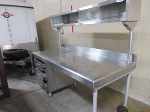 lot 217 image: STAINLESS STEEL PREP TABLE WITH TOP STORAGE