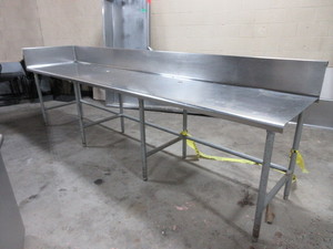 lot 235 image: STAINLESS STEEL COUNTER TOP WTH BACK SPLASH