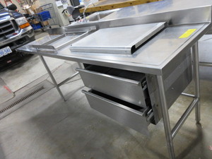lot 238 image: STAINLESS STEEL COUNTERTOP WITH DRAWERS AND AUXILLARY PIECES