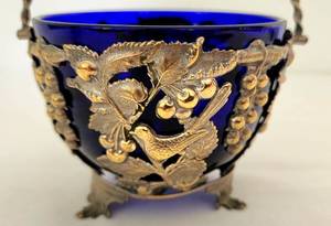lot 41 image: Antique Cobalt Blue Empire Basket