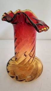 lot 45 image: Antique Amberina Swirl Vase, Circa 1895