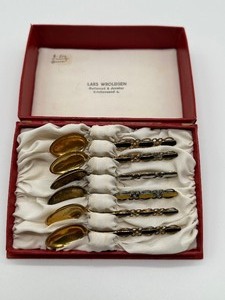 lot 91 image: Set of Antique Norwegian Sterling Silver and Enamel Spoons