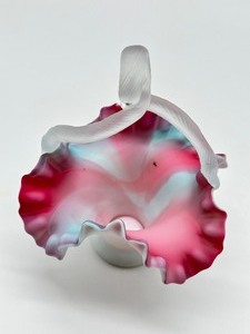 lot 110 image: Antique Victorian Glass Basket with Twist Handle
