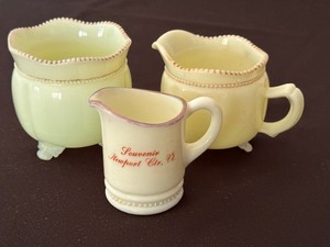 lot 141 image: Three Pieces of Antique Custard Glass