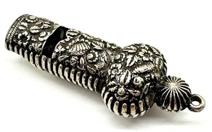 lot 162 image: Vintage Silver Plate Embossed Design Whistle