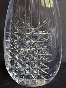 lot 39 image: Vintage Orrefors Geometric Cut Crystal Vase by Ingeborg Lundin