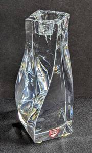 lot 122 image: Pair of Orrefors Residence Twisted Crystal Candleholders
