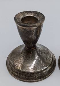 lot 187 image: Pair of Weighted Sterling Silver Candleholders