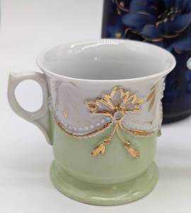 lot 245 image: Antique Painted Porcelain Pitchers and Cups