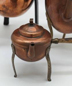 lot 247 image: Trio of Scandinavian Copper Footed Kettles