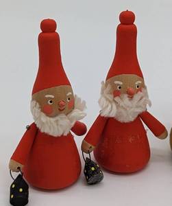 lot 248 image: Norwegian Carved Painted Wood Gnome  Tomte and Troll Figurines including Henning
